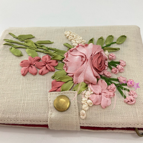 Pink Rose Embroidery Passport Wallet, Birthday Gift, Versatile Washable - Picture 4 of 13